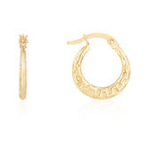14K Gold Greek Key Hoops